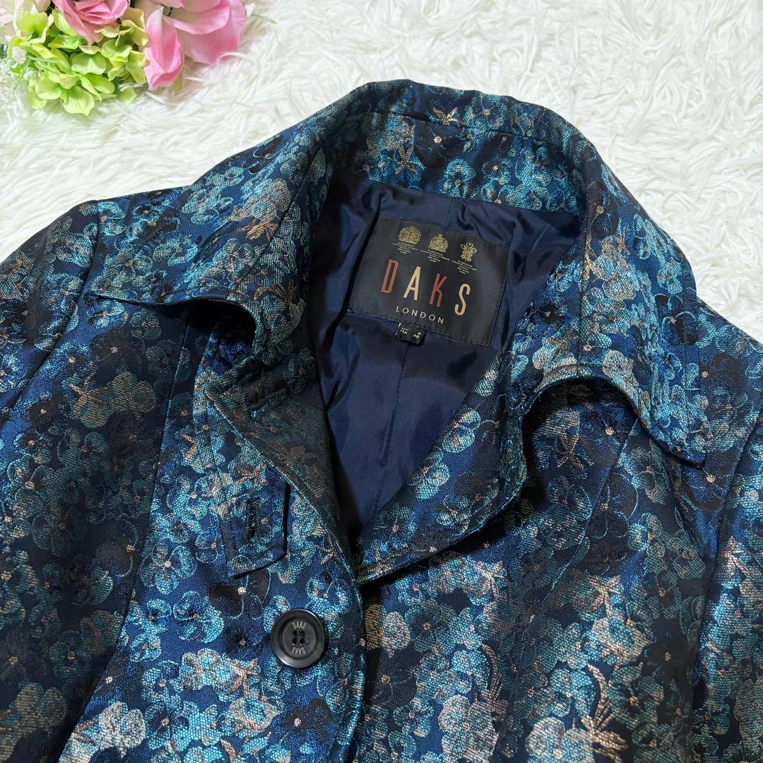 【試着のみ】ダックスロンドン　ロングコート　花柄　ジャガード　ベルト　イタリア製