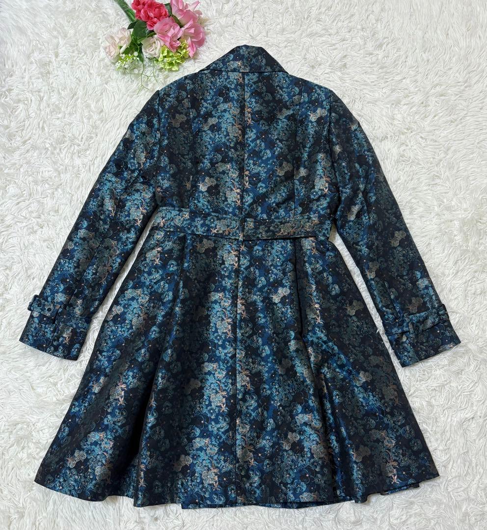 【試着のみ】ダックスロンドン　ロングコート　花柄　ジャガード　ベルト　イタリア製