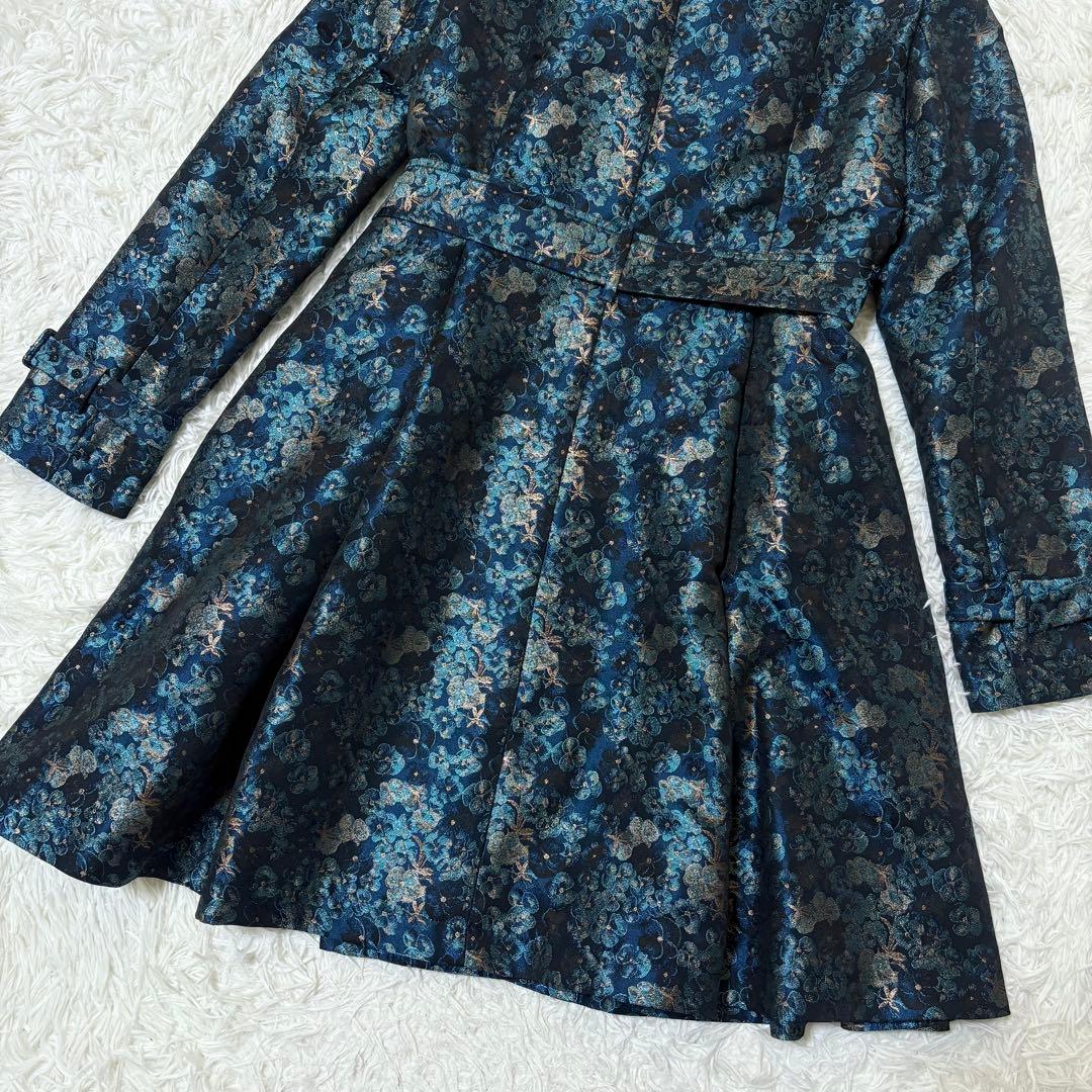 【試着のみ】ダックスロンドン　ロングコート　花柄　ジャガード　ベルト　イタリア製