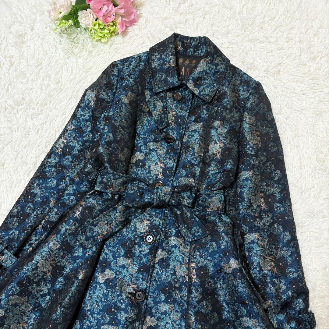 【試着のみ】ダックスロンドン　ロングコート　花柄　ジャガード　ベルト　イタリア製