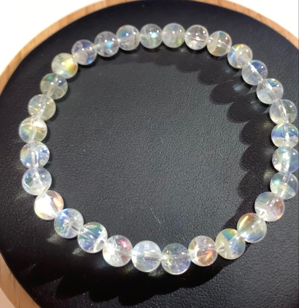 ⭐️れっと様⭐️ 全粒シラーありホワイトラブラドライト　マダガスカル産ブレスレット③