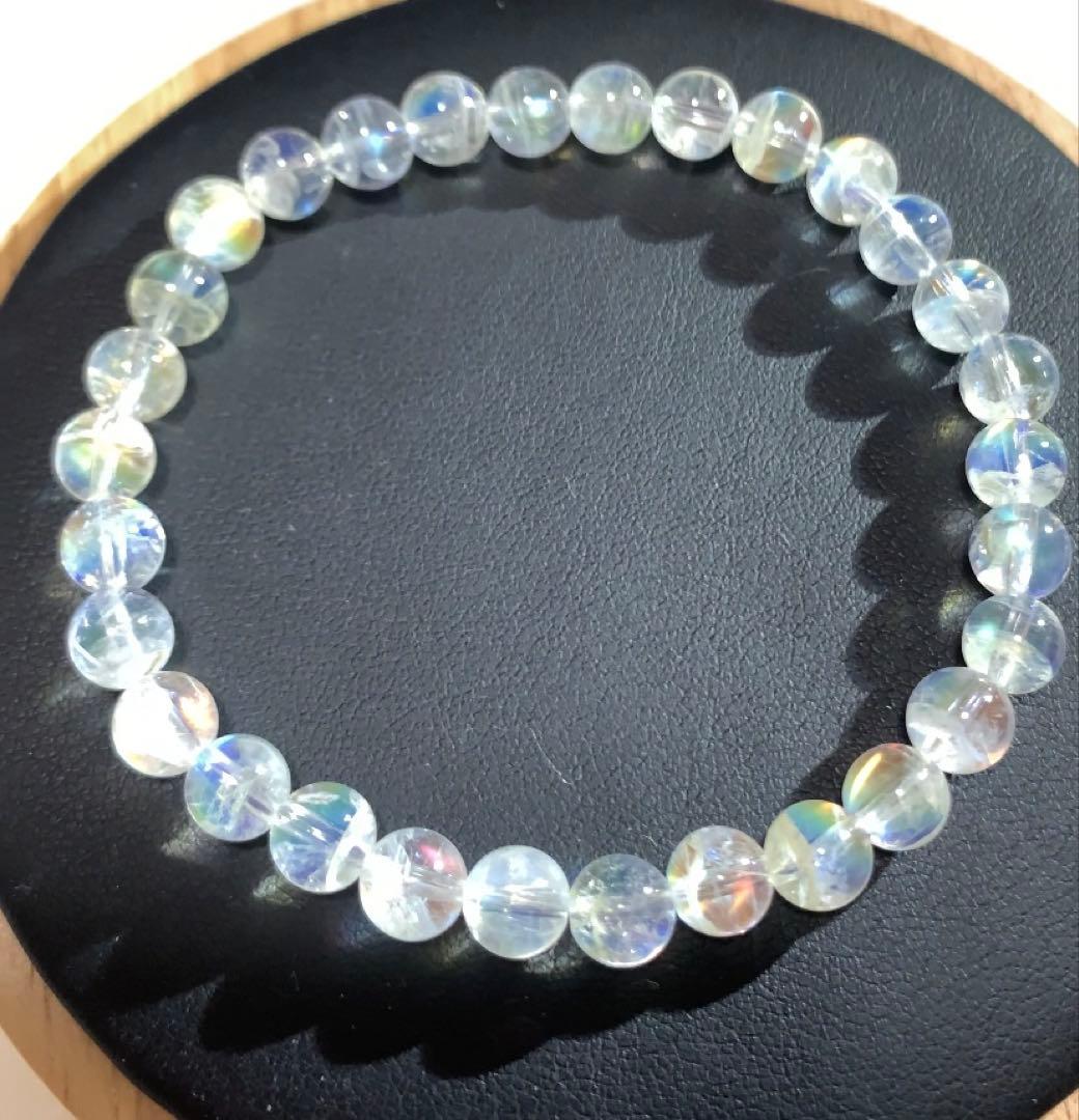 ⭐️れっと様⭐️ 全粒シラーありホワイトラブラドライト　マダガスカル産ブレスレット③