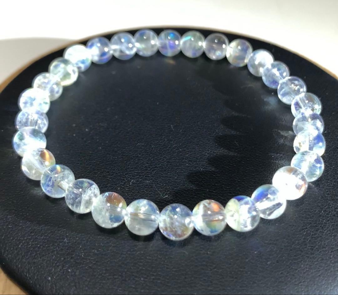 ⭐️れっと様⭐️ 全粒シラーありホワイトラブラドライト　マダガスカル産ブレスレット③