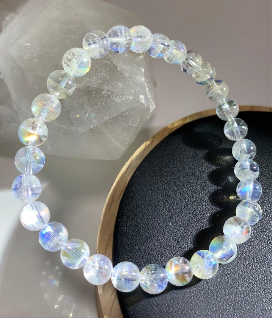 ⭐️れっと様⭐️ 全粒シラーありホワイトラブラドライト　マダガスカル産ブレスレット③