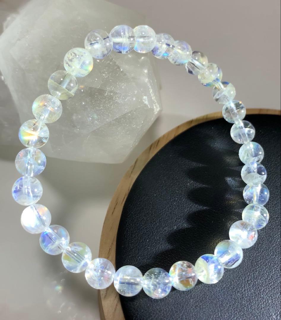 ⭐️れっと様⭐️ 全粒シラーありホワイトラブラドライト　マダガスカル産ブレスレット③