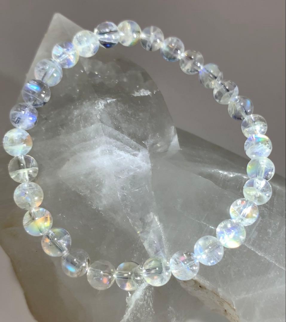 ⭐️れっと様⭐️ 全粒シラーありホワイトラブラドライト　マダガスカル産ブレスレット③
