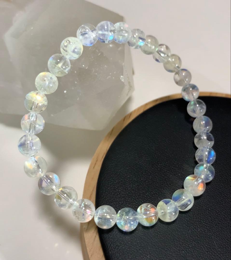 ⭐️れっと様⭐️ 全粒シラーありホワイトラブラドライト　マダガスカル産ブレスレット③
