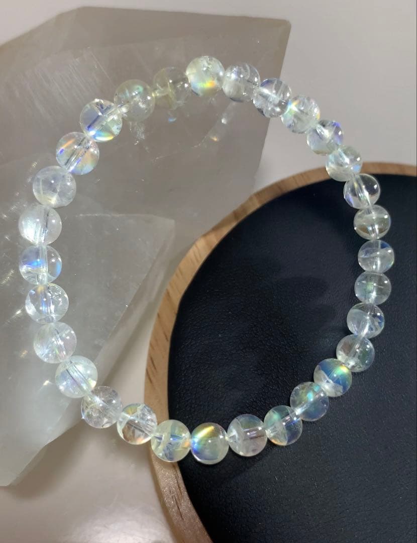 ⭐️れっと様⭐️ 全粒シラーありホワイトラブラドライト　マダガスカル産ブレスレット③