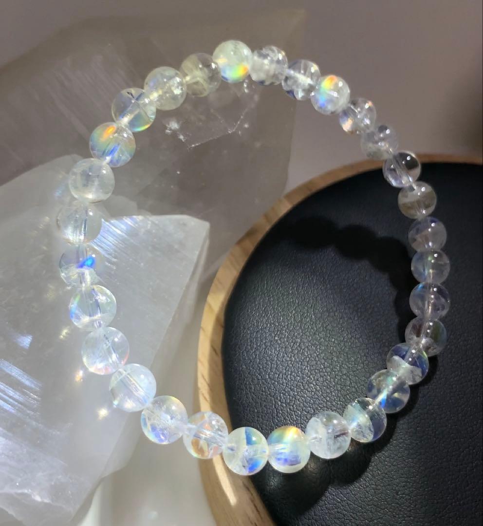 ⭐️れっと様⭐️ 全粒シラーありホワイトラブラドライト　マダガスカル産ブレスレット③