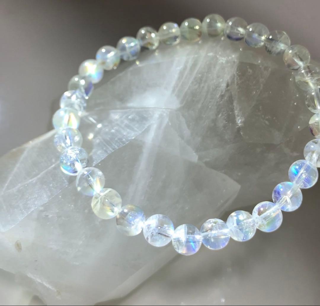 ⭐️れっと様⭐️ 全粒シラーありホワイトラブラドライト　マダガスカル産ブレスレット③
