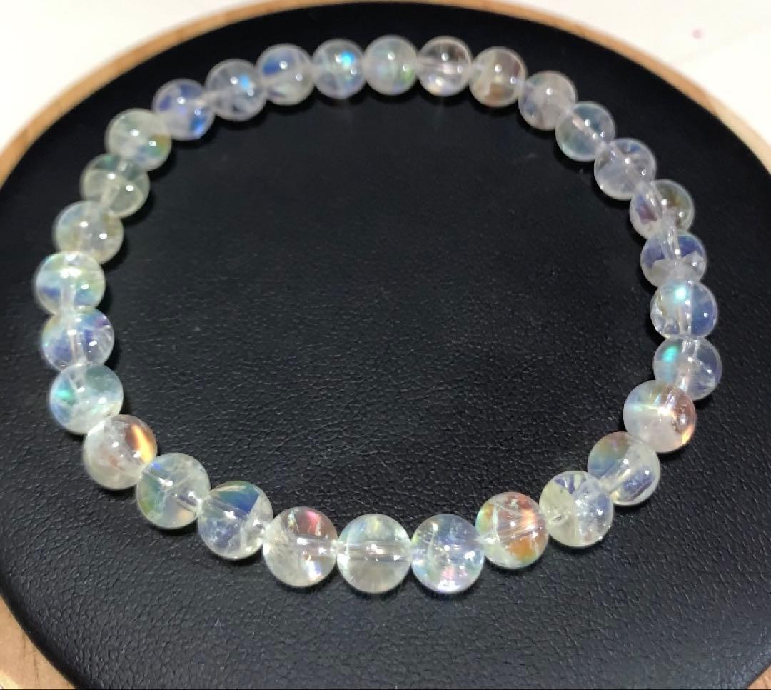 ⭐️れっと様⭐️ 全粒シラーありホワイトラブラドライト　マダガスカル産ブレスレット③