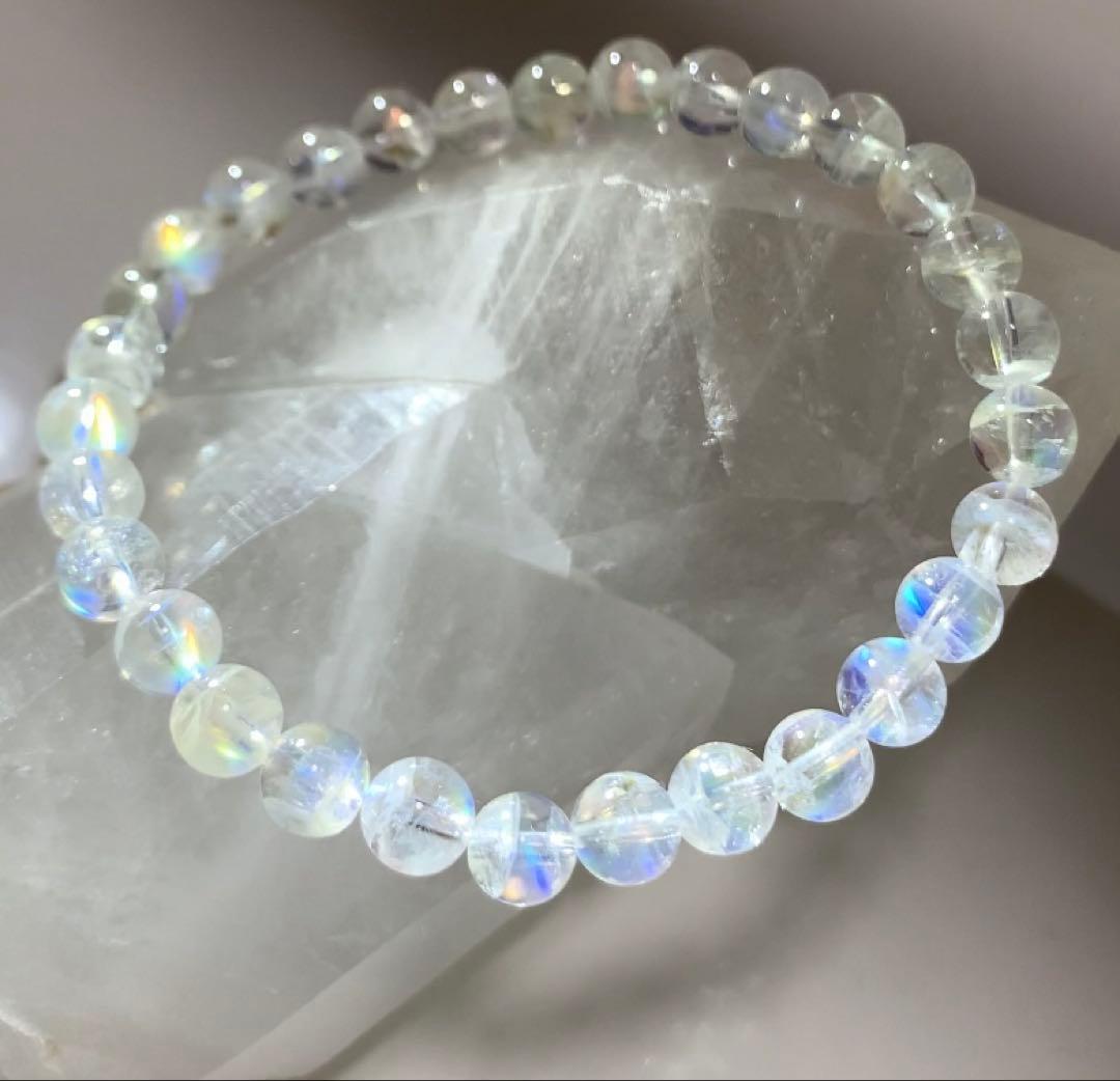 ⭐️れっと様⭐️ 全粒シラーありホワイトラブラドライト　マダガスカル産ブレスレット③