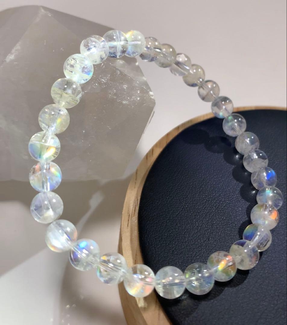 ⭐️れっと様⭐️ 全粒シラーありホワイトラブラドライト　マダガスカル産ブレスレット③