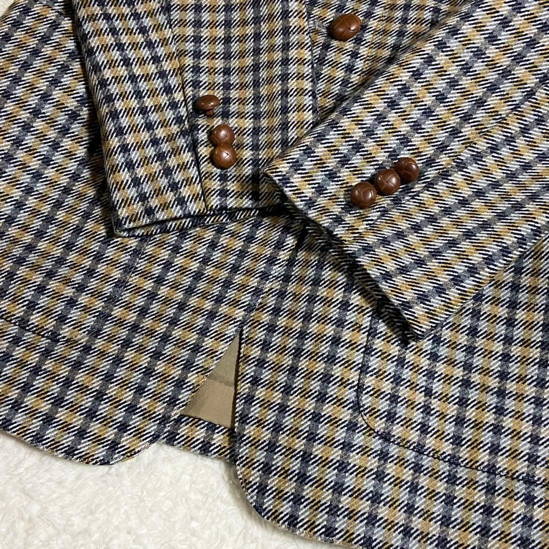 【美品】クリスチャンディオール ハーフコート チェック イエロー×グレー M