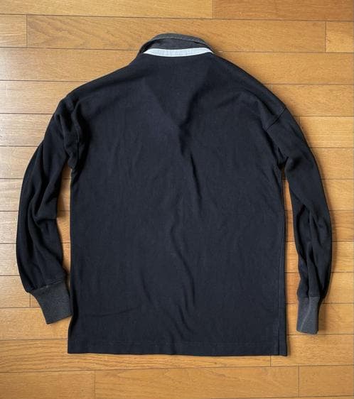 90s Canterburyカンタベリー 黒 L 無地 ブランク ラグビーシャツ