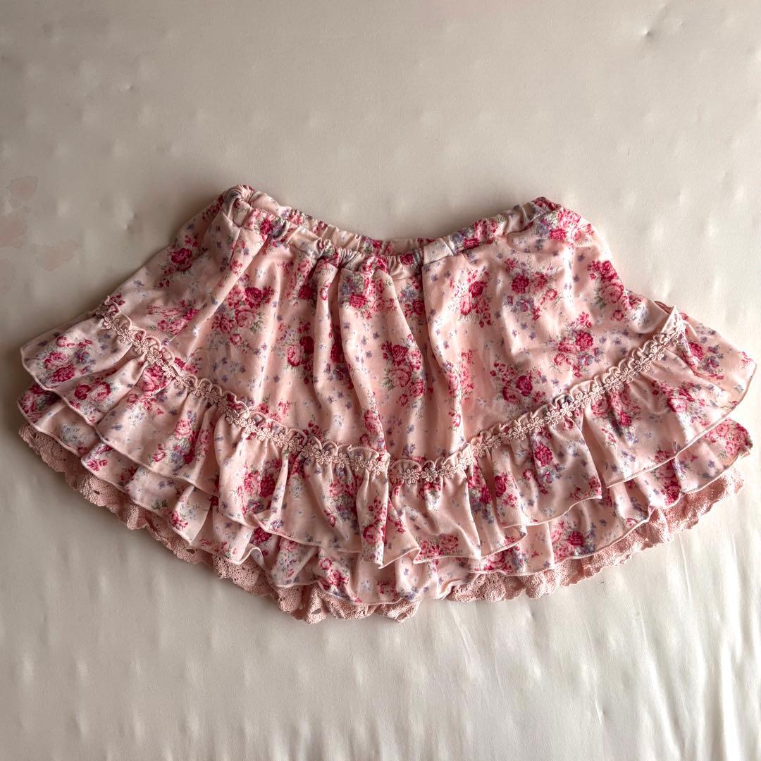 LIZLISA 小花柄　フリルスカパン　リボン付き