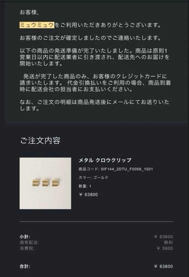 miumiu メタルクロウクリップ3点セット