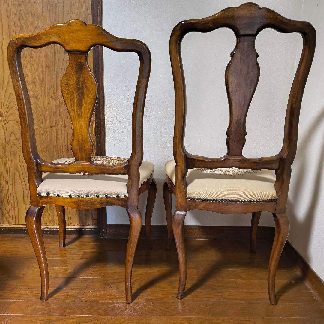 イタリア製 クラシック木製ダイニングチェア 刺繍