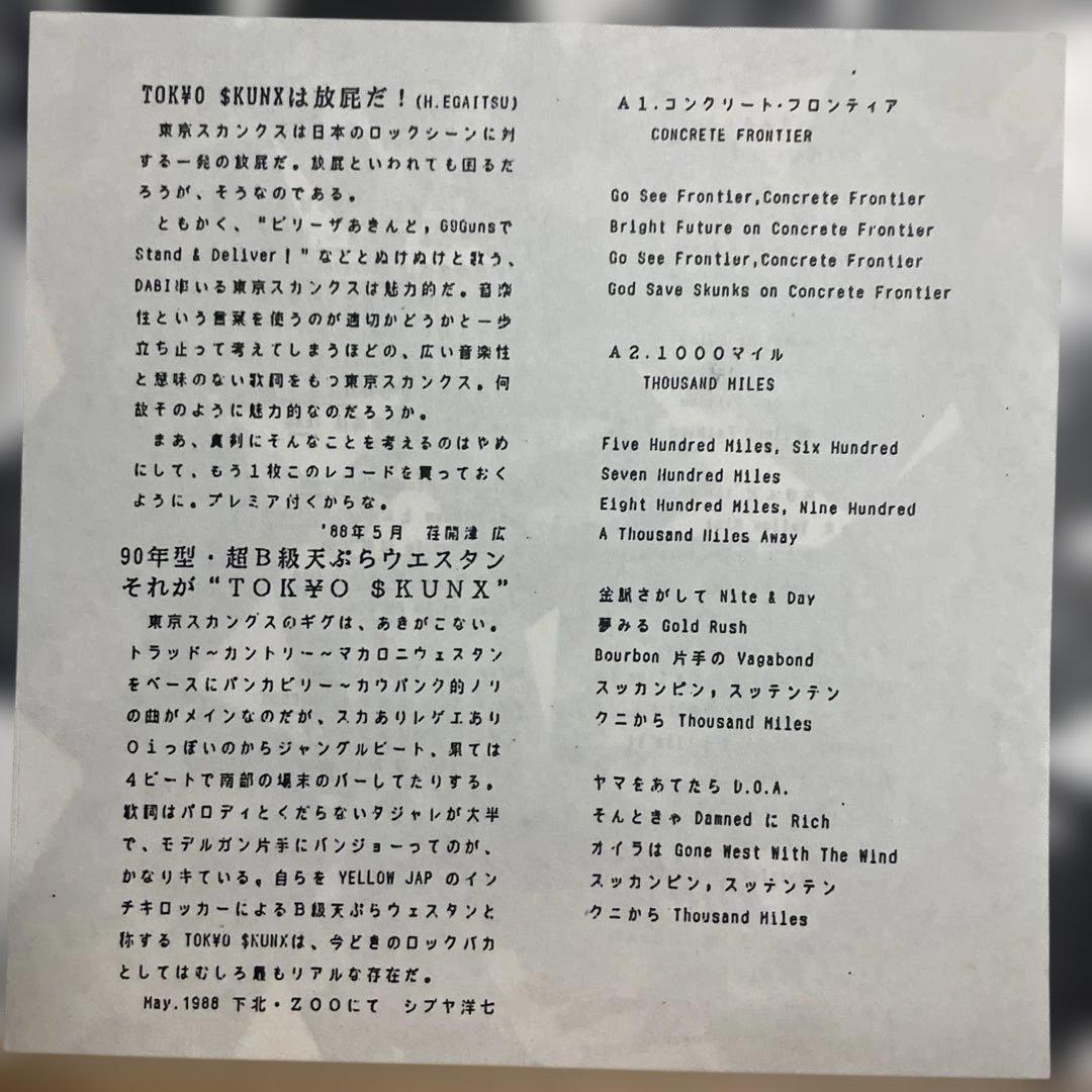 東京スカンクス　TOKYO SKUNX レア　7インチ　ラスティック