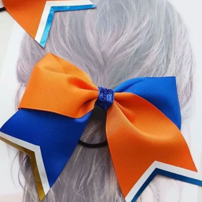 青×オレンジ×ゴールド⭐チアダンスリボンヘアゴムおひとつ