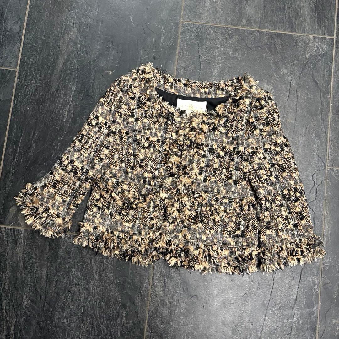 グレースコンチネンタル　ミックスツイード　ノーカラージャケット