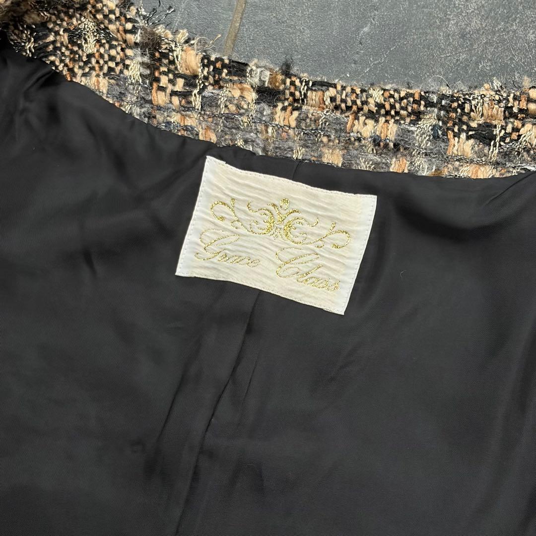 グレースコンチネンタル　ミックスツイード　ノーカラージャケット