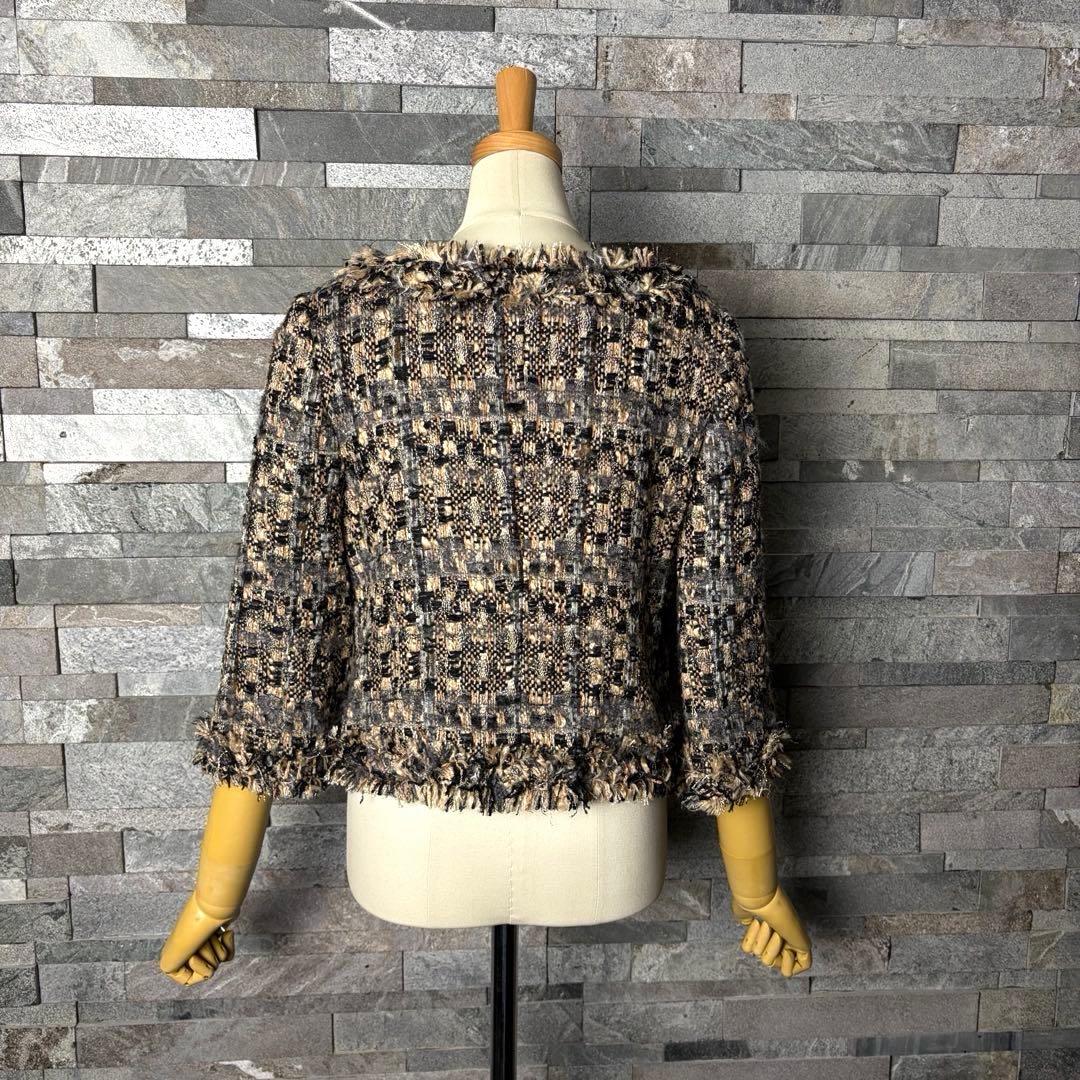 グレースコンチネンタル　ミックスツイード　ノーカラージャケット