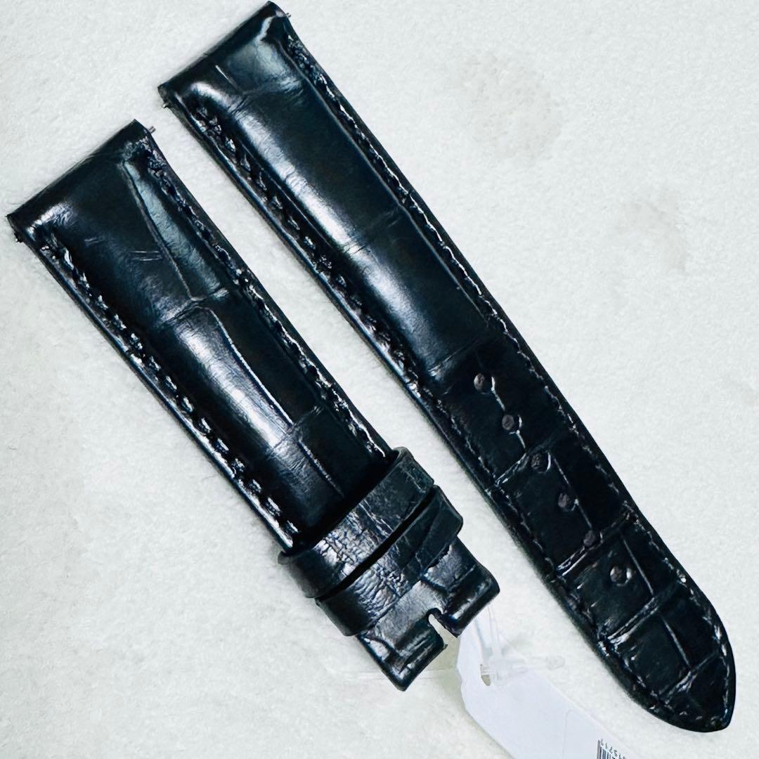 3035#20mm-18mmブラック★本物クロコダイルレザーベルト★スイス製