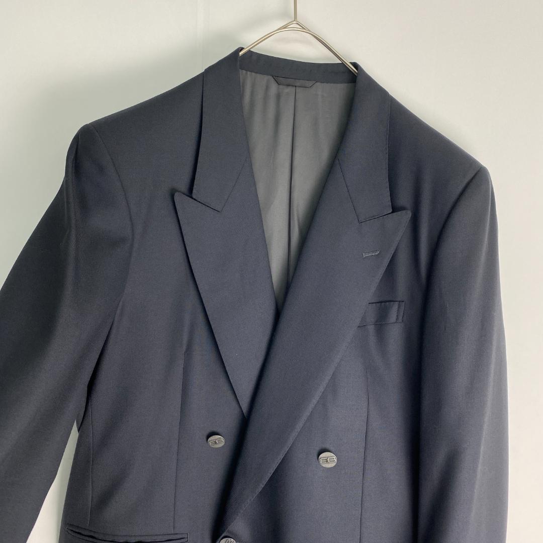 バレンシアガ　スーツ　セレモニー　ダブル　カシミヤ混　希少　レア　ロゴボタン