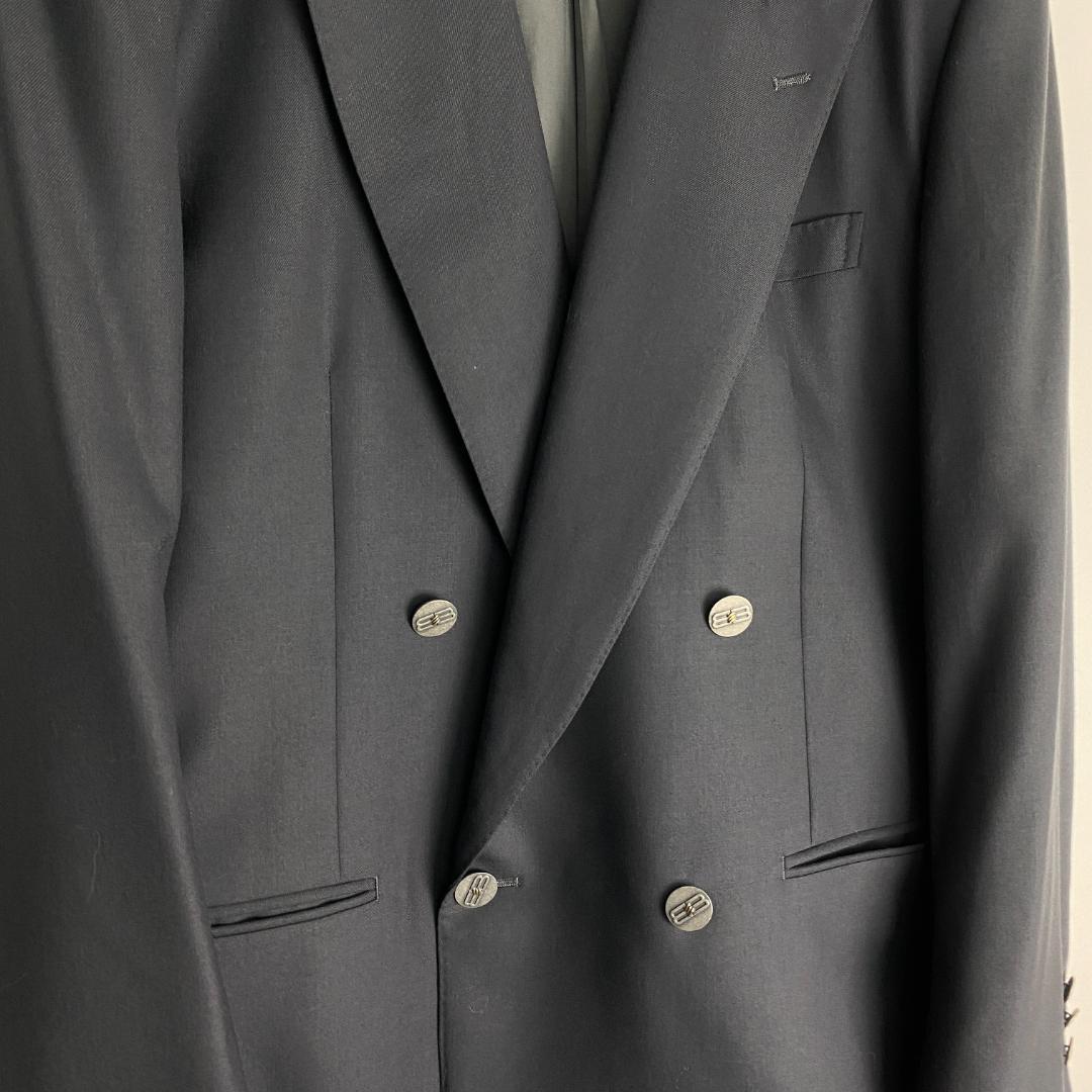 バレンシアガ　スーツ　セレモニー　ダブル　カシミヤ混　希少　レア　ロゴボタン