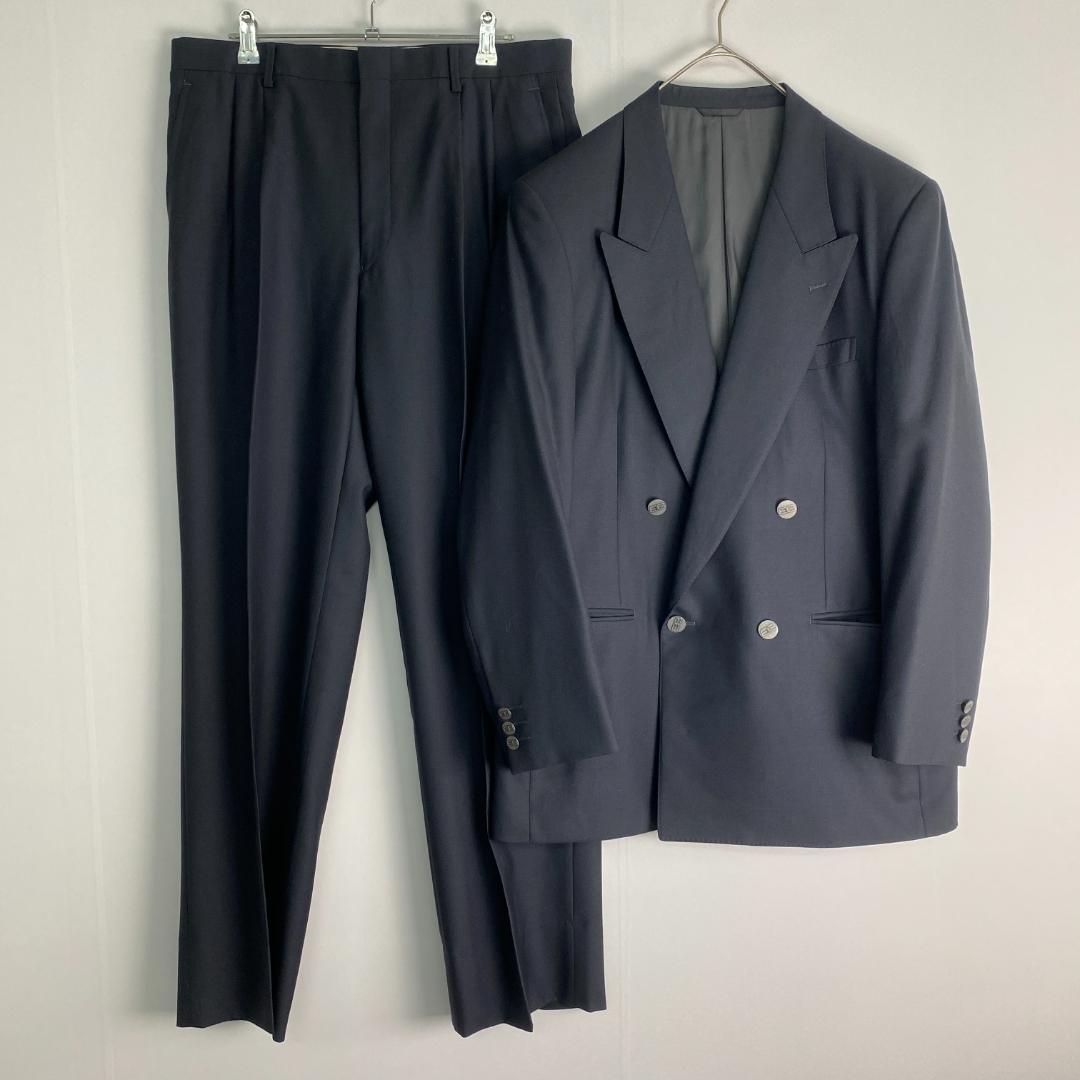 バレンシアガ　スーツ　セレモニー　ダブル　カシミヤ混　希少　レア　ロゴボタン