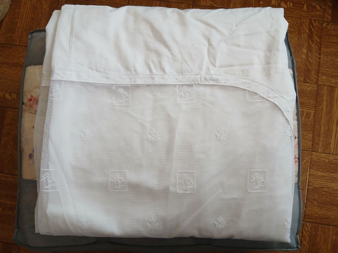 真綿 正絹 シルク 花柄 掛け布団　カバー付