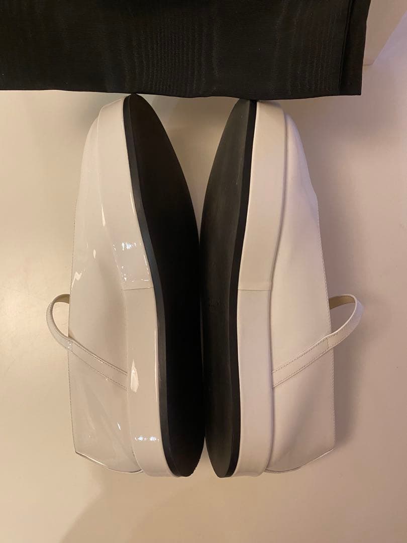 セリーヌ　ホワイト　パテント　厚底メリージェーン37