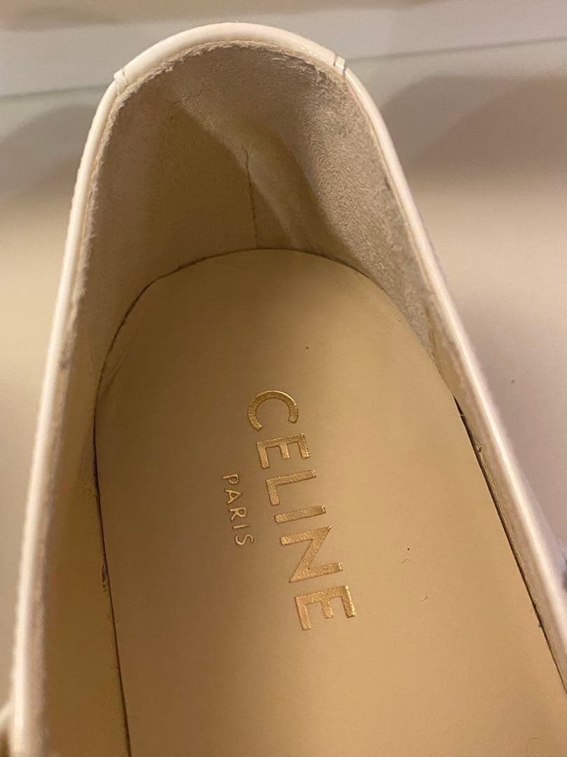 セリーヌ　ホワイト　パテント　厚底メリージェーン37