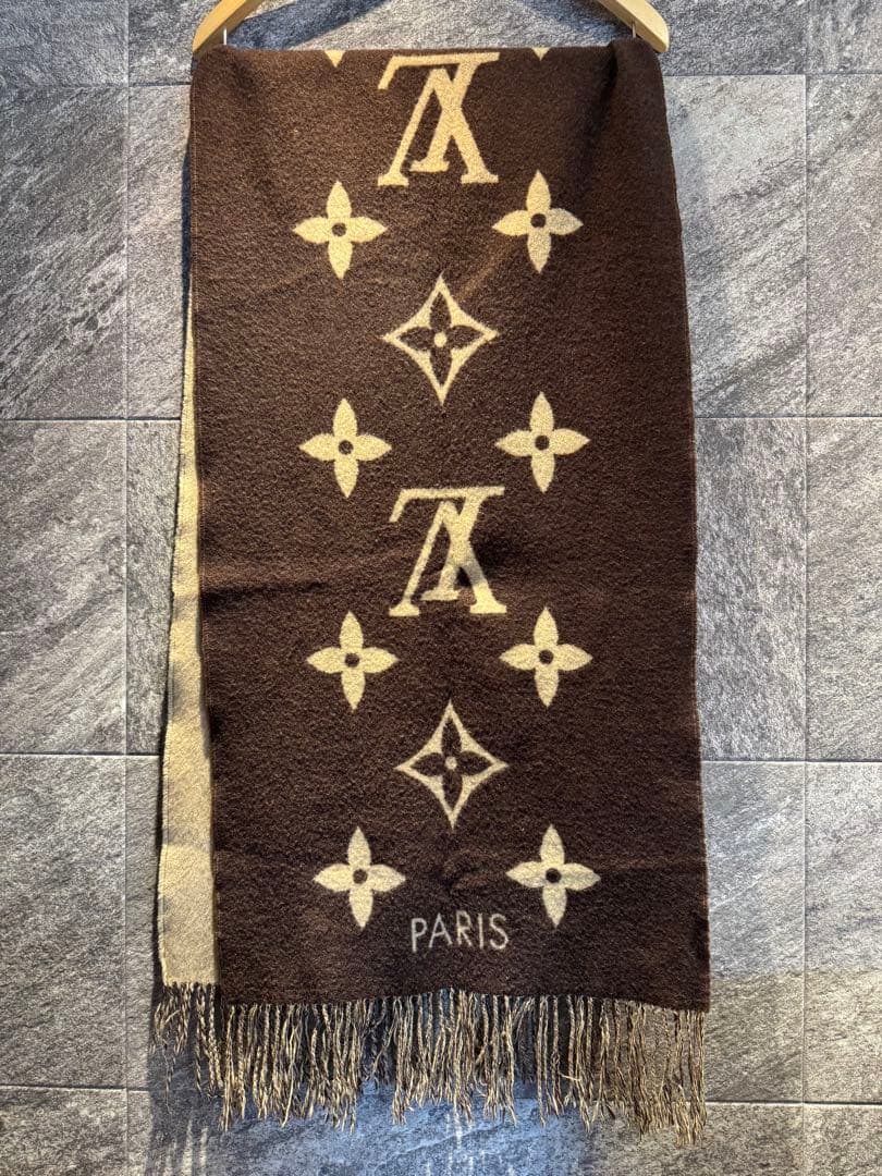 LOUIS VUITTON カシミヤマフラー ショール　ブラウン