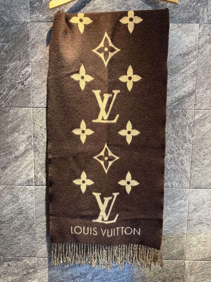 LOUIS VUITTON カシミヤマフラー ショール　ブラウン