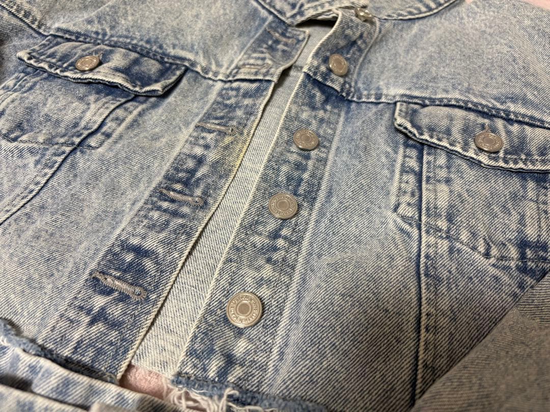 ドロップショルダーショートGジャン ハイウエストデニムショートパンツ ダーリッチ