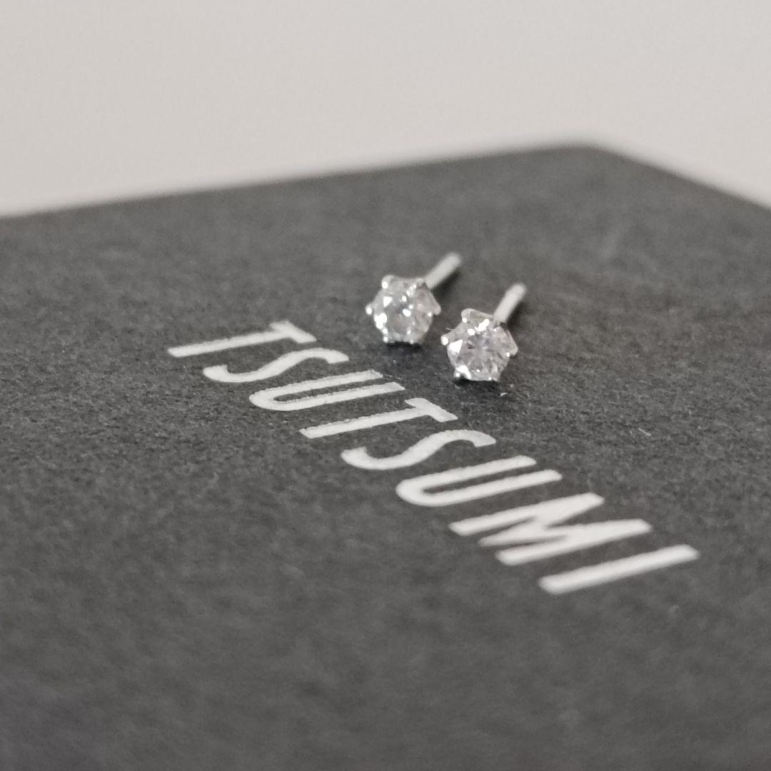 ジュエリーツツミ プラチナ ダイヤモンド ピアス pt900 計0.1ct