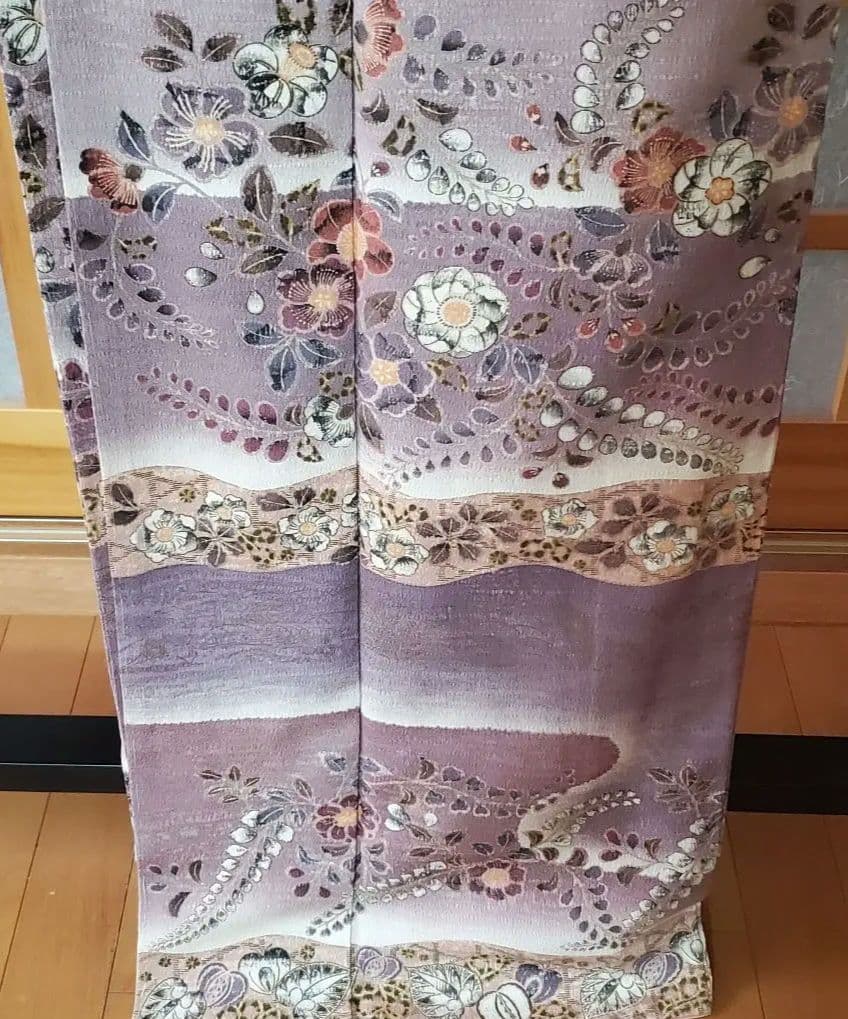 未使用♥️手描き紬訪問着「辻ヶ花」 パールトーン　トールサイズ◾お値打ち価格