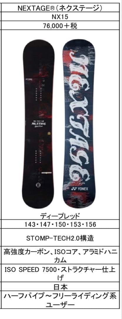スノーボード YONEX NEXTAGE 143cm