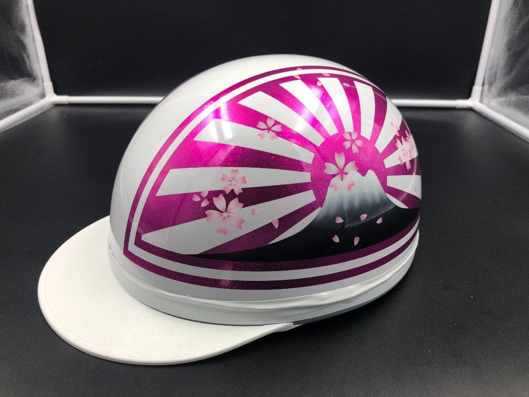 コルク半　カスタム　富士日章　三つボタン　ホワイトピンク　ラメ　桜　高級クリヤ