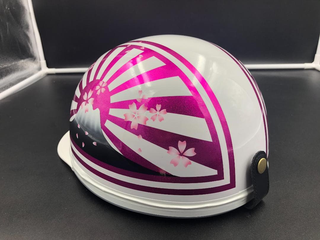 コルク半　カスタム　富士日章　三つボタン　ホワイトピンク　ラメ　桜　高級クリヤ