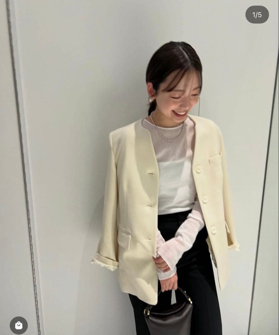 【専用】一度のみ着用　R'IAM シェイプノーカラージャケット　plage