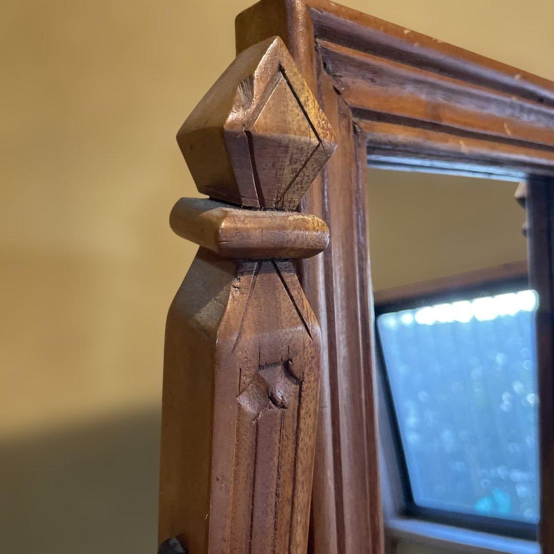 木製　ミラー付きミニチェスト　アンティーク　アクセサリー収納　ドレッサー　鏡台