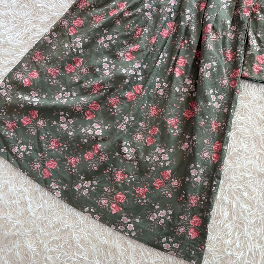 Laura Ashley 花柄ロングワンピース　ヴィンテージ　グリーン
