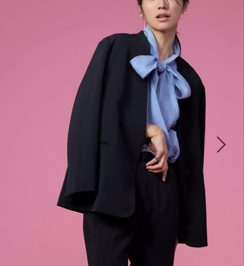 ノーカラージャケット ブラック