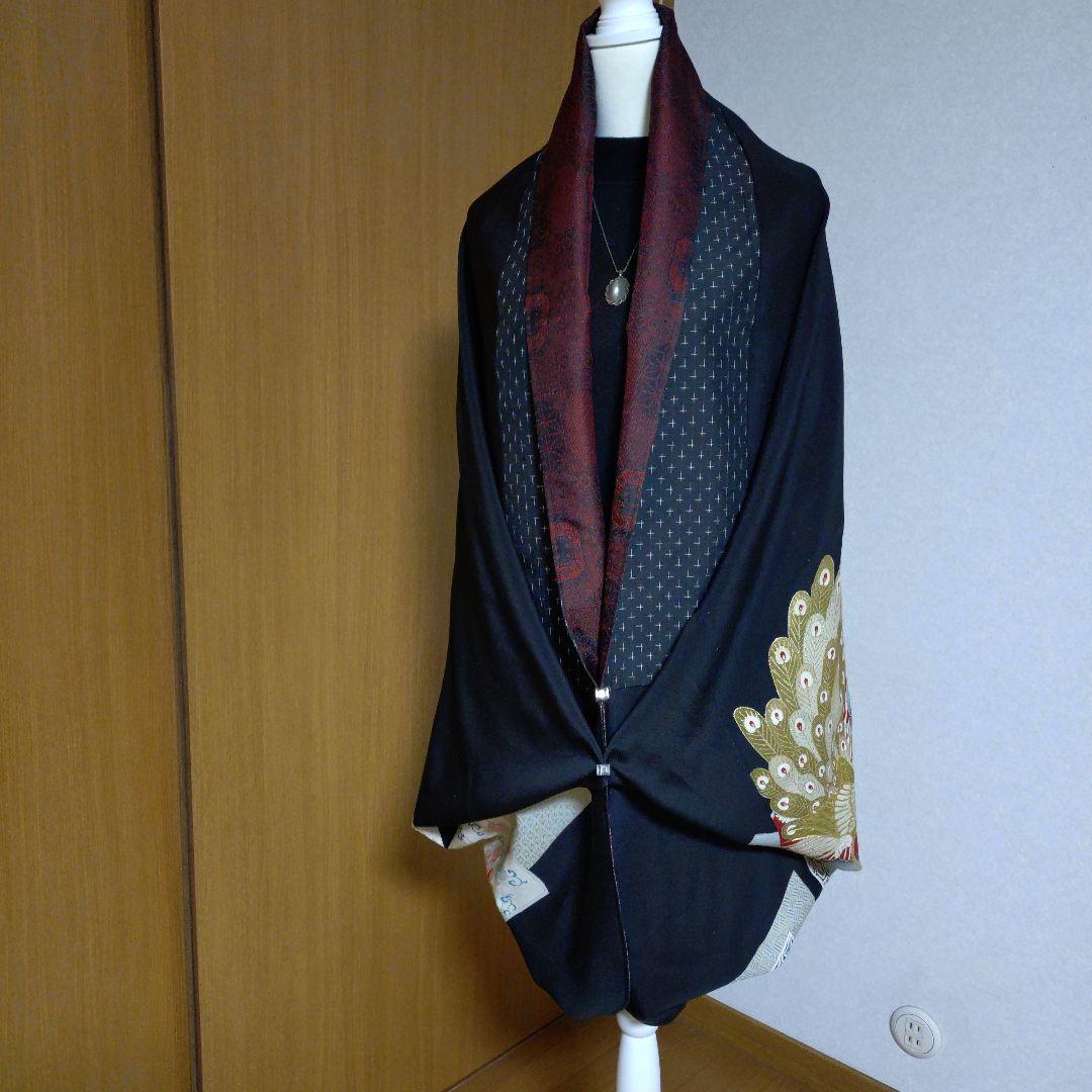 モ*ミ様 【着物リメイク】大判モモンガコート　リバーシブル　3way 　和洋　黒