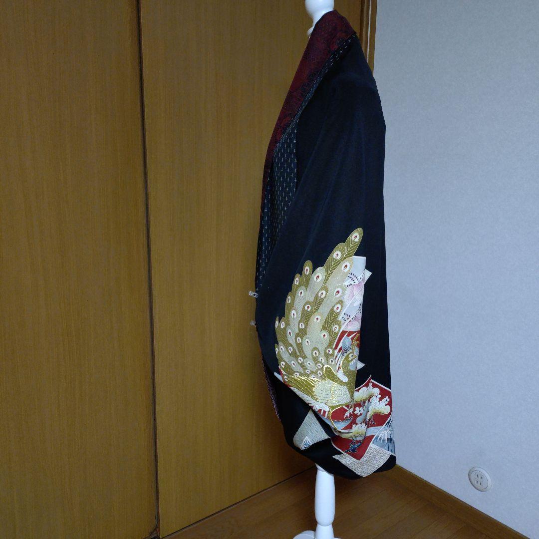 モ*ミ様 【着物リメイク】大判モモンガコート　リバーシブル　3way 　和洋　黒