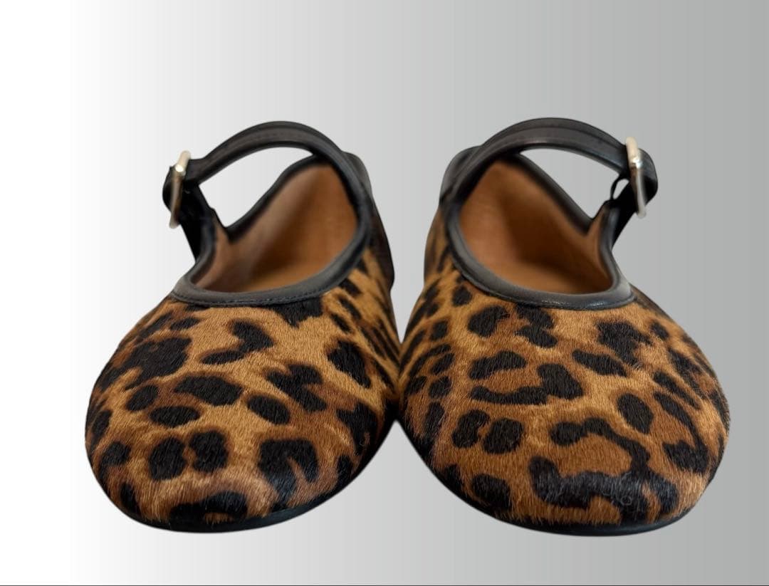 【オディットエオディール】レオパード メリージェーン フラットシューズ ヒョウ柄