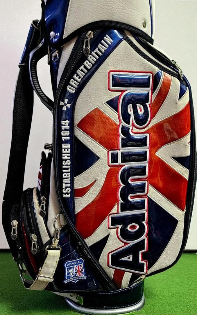 送料無料/美品　Admiral エナメル大型ゴルフバッグ /ヘッドカバー付き